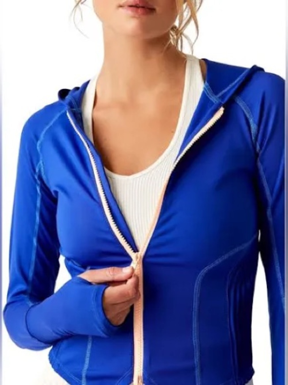 FP Movement by Free People Royal Blue Hooded Zip Active Jacket